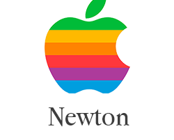 Colorful Apple computer logo with "Newton" written below it.