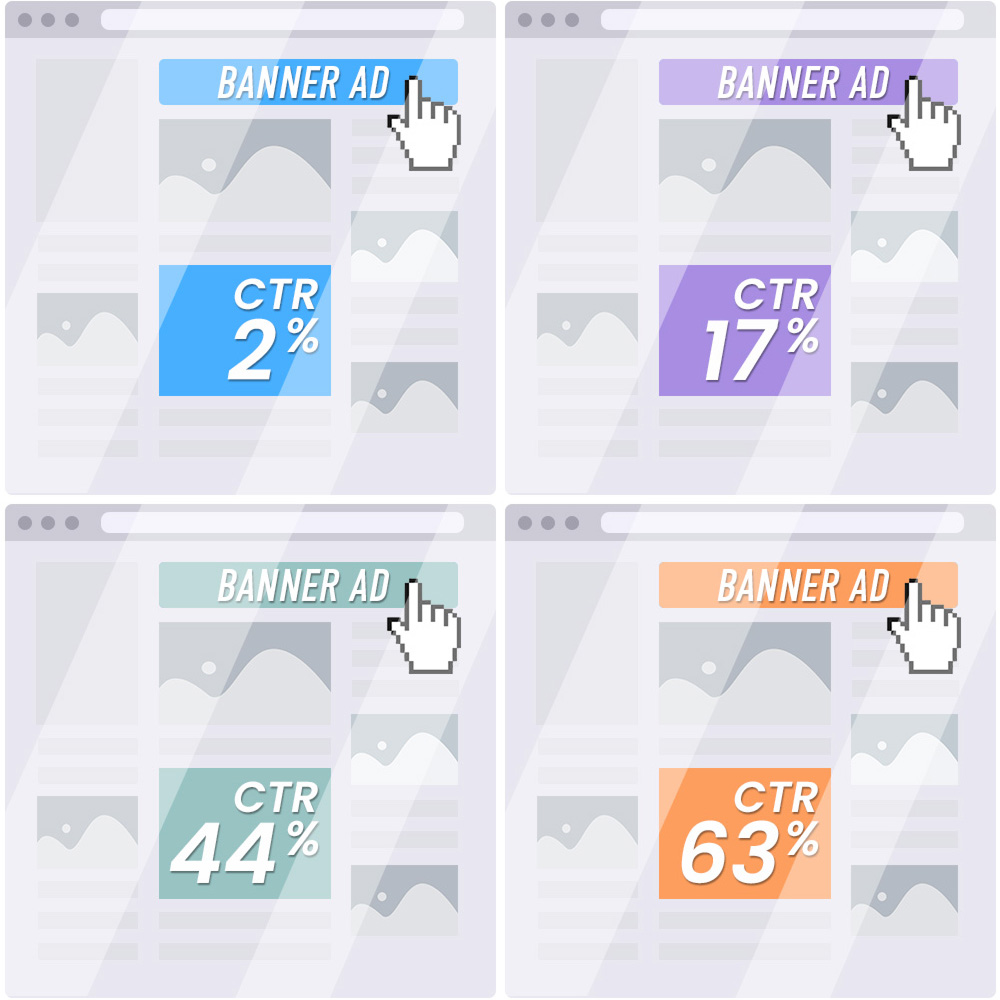 Decorative image of four different mock web pages