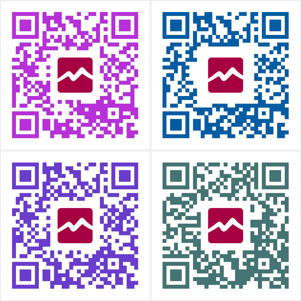 a collage of four QR codes