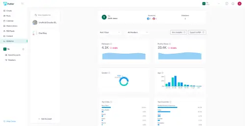 screenshot of publer analytics dashboard